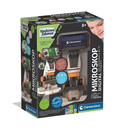 Clementoni, Naukowa Zabawa, Mikroskop Digital, zestaw edukacyjny
