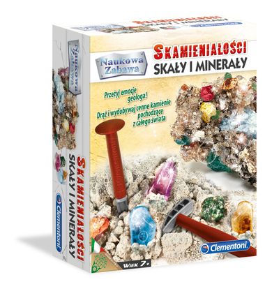Clementoni, skamieniałości, skały i minerały, zestaw naukowy