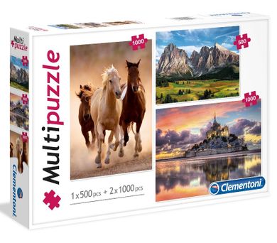 Clementoni, Special Line, krajobrazy, puzzle 3w1, zestaw, 2500 elementów
