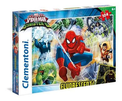 Clementoni, Spider-Man, puzzle fluorescencyjne, 104 elementy