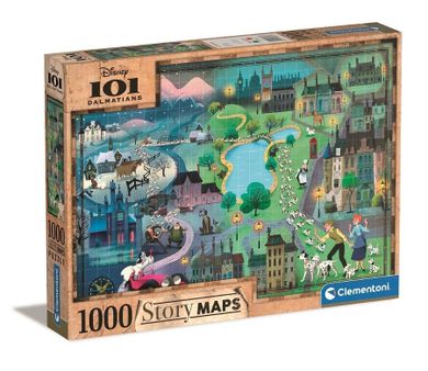 Clementoni, Story Maps 101 Dalmatyńczyków, puzzle, 1000 elementów