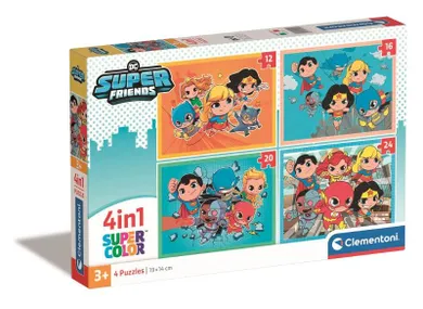 Clementoni, Super Color, DC Super friends, puzzle 4w1