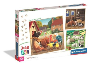 Clementoni, Super Color, Farm Moments, puzzle, 3-48 elementów