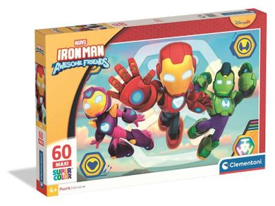 Clementoni, Super Color, Iron Man and His Awesome Friends, puzzle maxi, 60 elementów