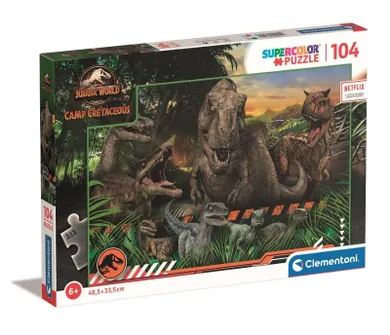 Clementoni, Super Color, Jurassic World, puzzle, 104 elementy