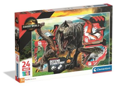 Clementoni, Super Color, Jurassic World, puzzle maxi, 24 elementy