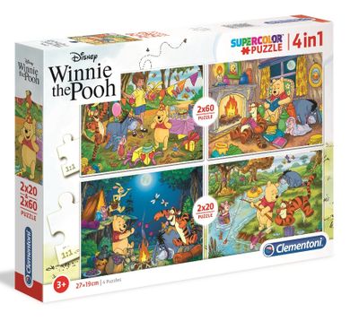 Clementoni, Super Color, Kubuś Puchatek, puzzle 2-20 i 2-60 elementów