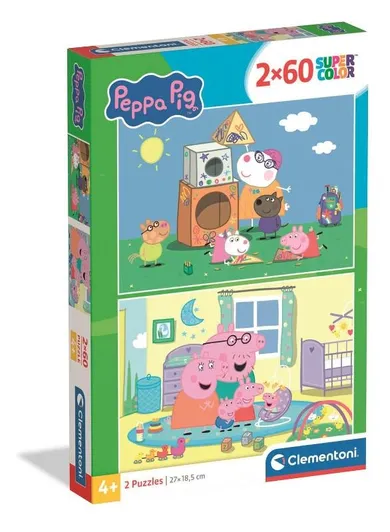 Clementoni, Super Color, Świnka Peppa, puzzle, 2-60 elementów