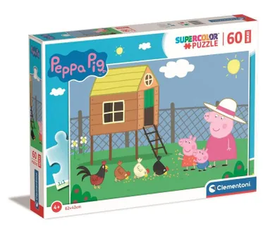 Clementoni, Super Color, Świnka Peppa, puzzle maxi, 60 elementów