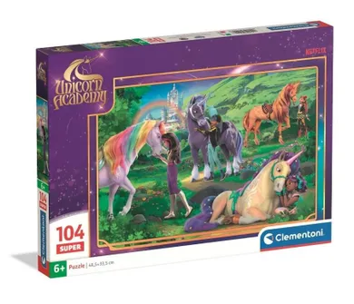 Clementoni, Super Color, Unicorn Academy, puzzle, 104 elementów