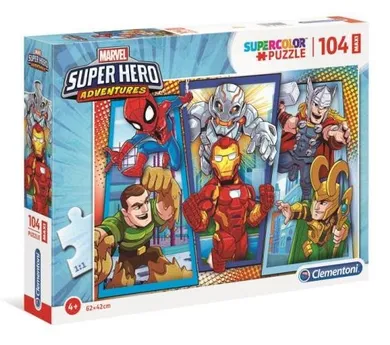 Clementoni, Super Hero Adventures, puzzle podłogowe, 104 elementy