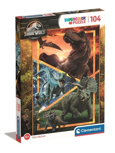 Clementoni, Super Kolor, Jurassic world, puzzle, 104 elementy