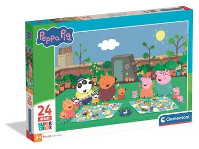 Clementoni, Świnka Peppa, Super kolor, puzzle maxi, 24 elementów