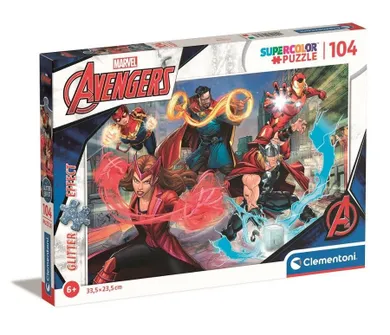 Clementoni, The Avengers, puzzle, z brokatem 104 elementy