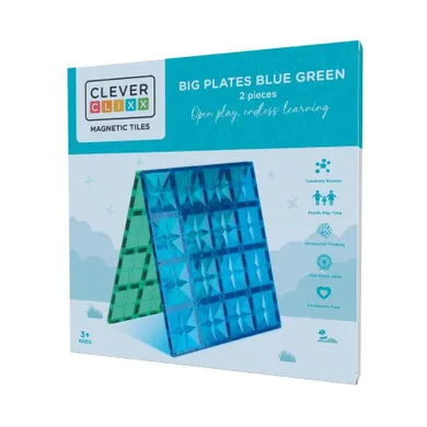 Cleverclixx, Big Plates Blue Green, klocki magnetyczne, 2 elementów