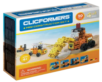 Clicformers, Mini Construction, Maszyny budowlane, klocki konstrukcyjne, 30 elementów