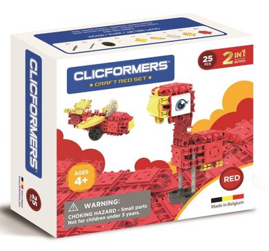 Clics Toys, Clicformers, klocki konstrukcyjne, czerwony, 25 elementów