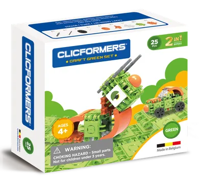 Clics Toys, Clicformers, klocki konstrukcyjne, zielony, 25 elementów