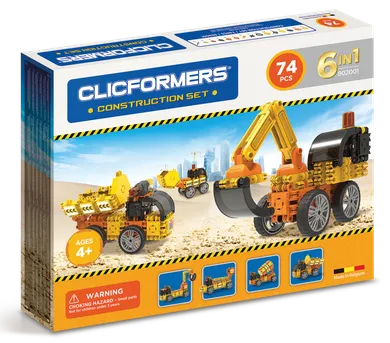 Clics Toys, Clicformers, Maszyny budowlane, klocki konstrukcyjne, 74 elementy