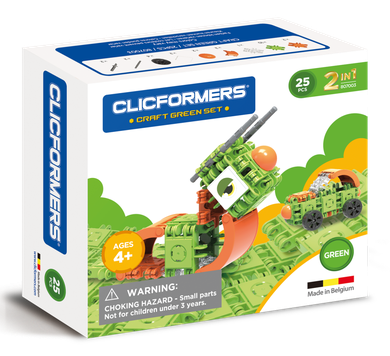 Clics Toys, klocki konstrukcyjne, zielony, 25 elementów