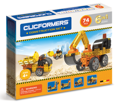 Clics Toys, Maszyny budowlane, klocki konstrukcyjne, 74 elementy
