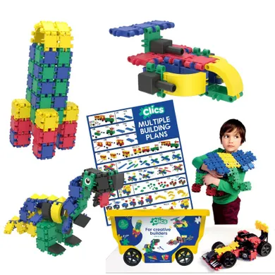 Clics Toys, Rollerbox, 276 klocków plus akcesoria