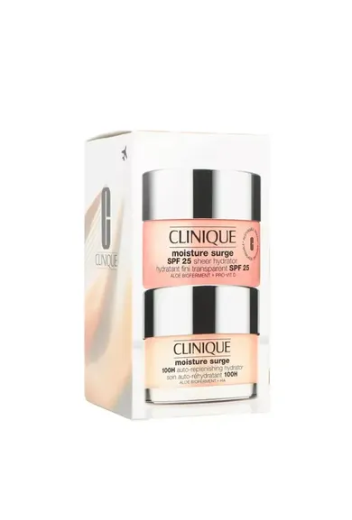 Clinique, Moisture Surge, zestaw kremów: 100H Auto-Replenishing Hydrator, żel-krem, 50 ml + SPF25 Sheer Hydrator, lekki krem nawilżający, 50 ml