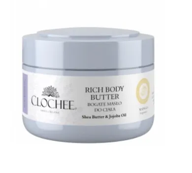 Clochee, Mango Fragrance Rich Body Butter, bogate masło do ciała, Shea Butter & Jojoba Oil, 250 ml