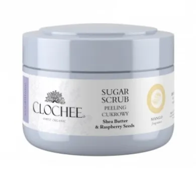 Clochee, Mango Fragrance Sugar Scrub, odżywczy peeling cukrowy, Shea Buter & Raspberry Seeds, 250 ml