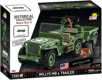 Cobi, Historical Collection WWII, Willys MB & Trailer, klocki, 1580 elementów
