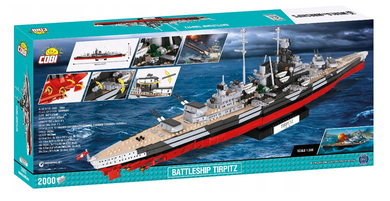 Cobi, Small Army, WOWS Battleship Tirpitz niemiecki pancernik, klocki, skala 1:300, 2000 elementów