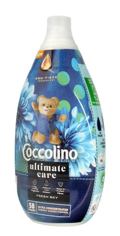 Coccolino, Ultimate Care, płyn do płukania tkanin, Fresh Sky, 58 prań, 870 ml