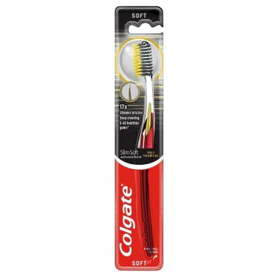 Colgate, szczoteczka do zębów, slim soft adveced gold charcoal, soft