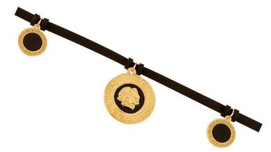 Colibra, gumowy choker z czarnymi monetami