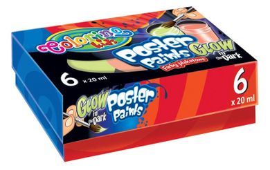 Colorino, farby plakatowe Glow, 20 ml, 6 kolorów