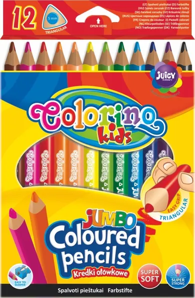 Colorino Kids, Jumbo, kredki ołówkowe trójkątne, 12 kolorów