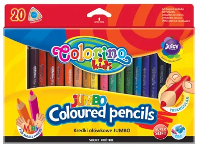 Colorino, kredki ołówkowe Jumbo, trójkątne + temperówka, 20 kolorów
