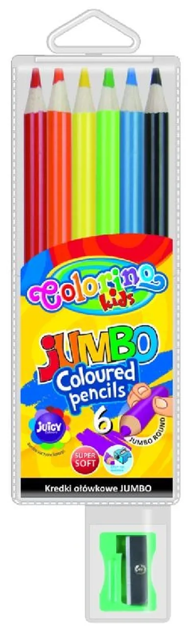 Colorino, kredki ołówkowe, okrągłe Jumbo, 6 kolorów + temperówka