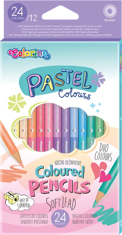 Colorino, kredki pastelowe, 24 kolory, 12 szt.
