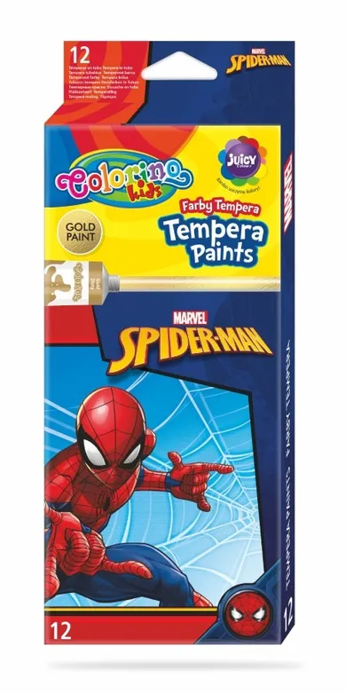 Colorino, Spider-Man, farby tempera w tubach, 12 kolorów, 12 ml