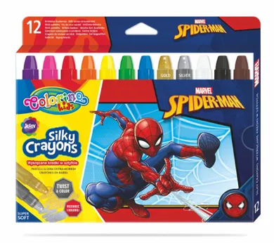Colorino, Spider-Man, wykręcane żelowe kredki w sztyfcie, 12 kolorów