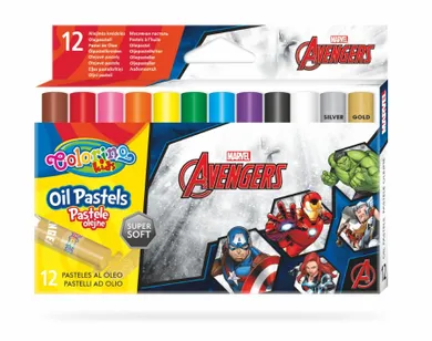 Colorino, The Avengers, pastele olejne, trójkątne, 12 kolorów
