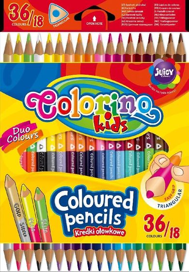 Colorino, trójkątne kredki ołówkowe, dwukolorowe