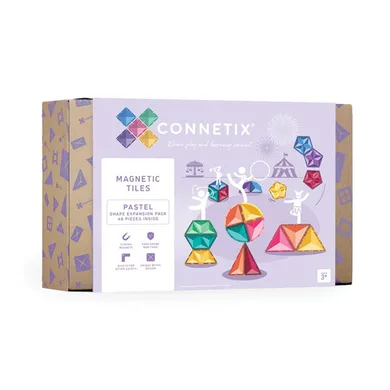 Connetix, Pastel Shape Expansion Pack, klocki magnetyczne, 48 elementów
