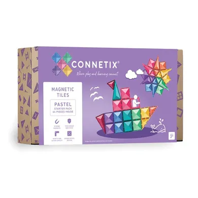 Connetix, Pastel Starter Pack, klocki magnetyczne, 64 elementów