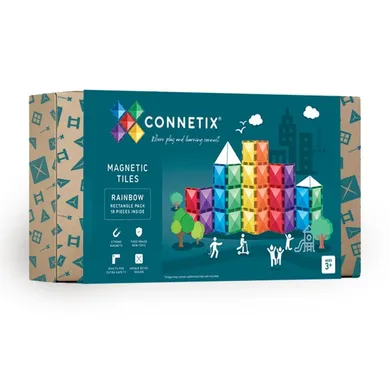 Connetix, Rainbow Rectangle Pack, klocki magnetyczne, 18 elementów