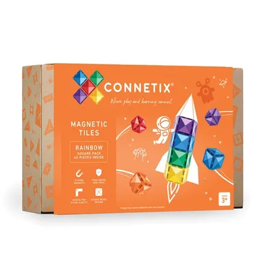 Connetix, Rainbow Square Pack, klocki magnetyczne, 42 elementów