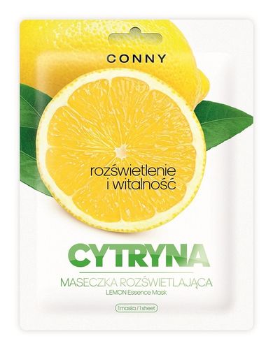 Conny, Lemon, rozświetlająca maseczka w płachcie, Cytryna, 23g