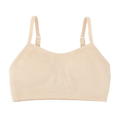 Cool Club, Biustonosz dziewczęcy, prążkowany, beżowy, mikrofibra