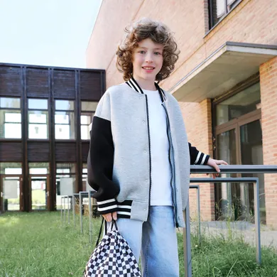 Cool Club, Bluza bejsbolówka chłopięca, rozpinana, oversize, szara